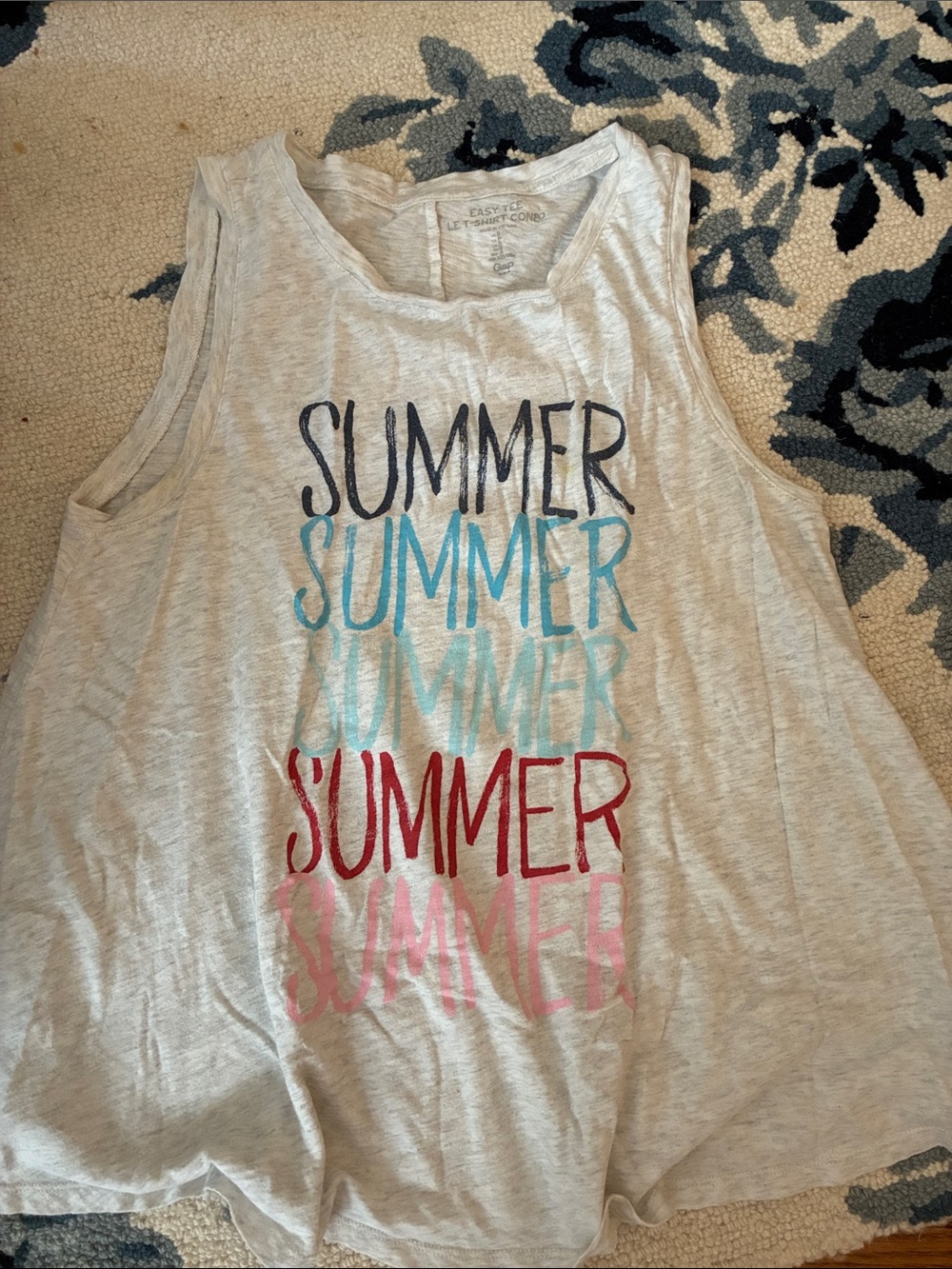 GAP Light Gray Tank Top with Multicolor 'SUMMER' Print